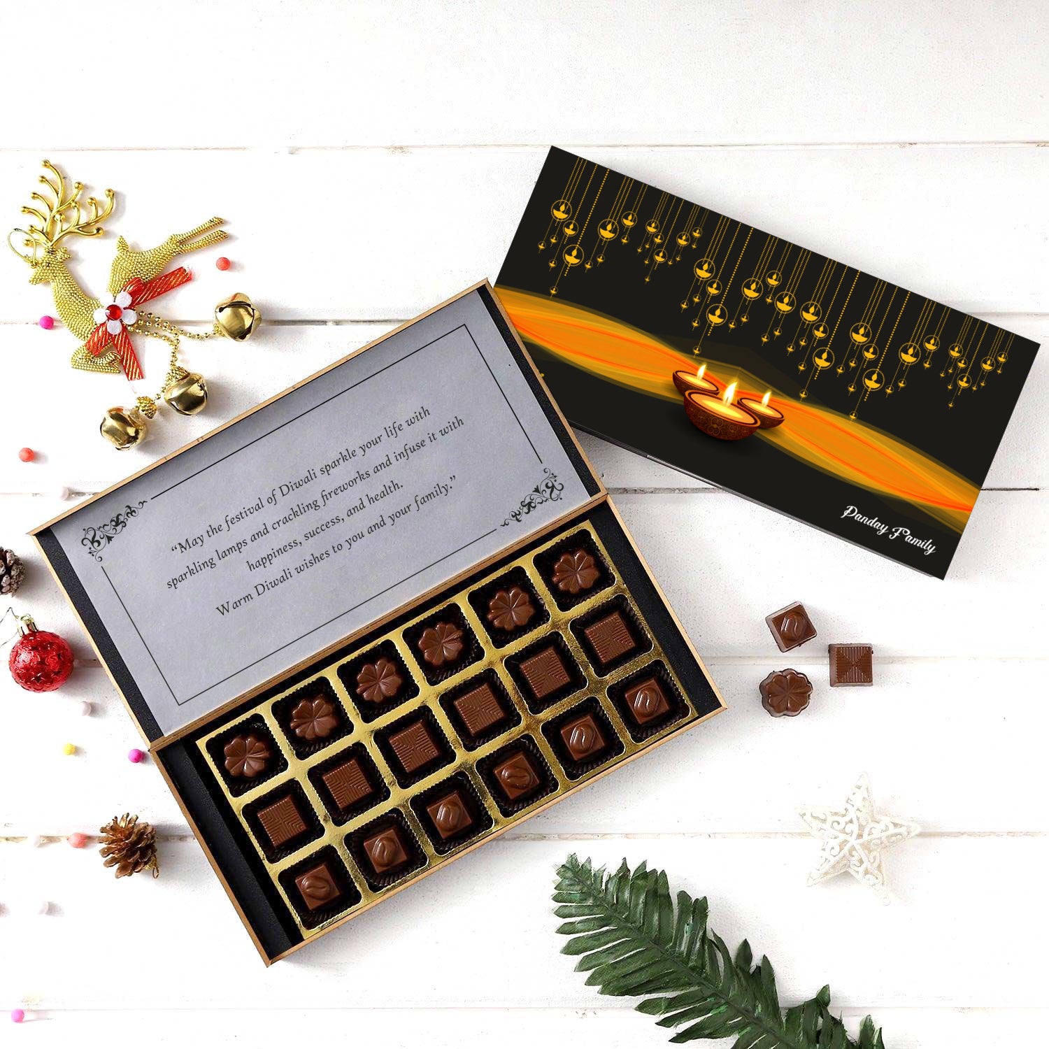 Personalised colourful chocolates box diwali gift