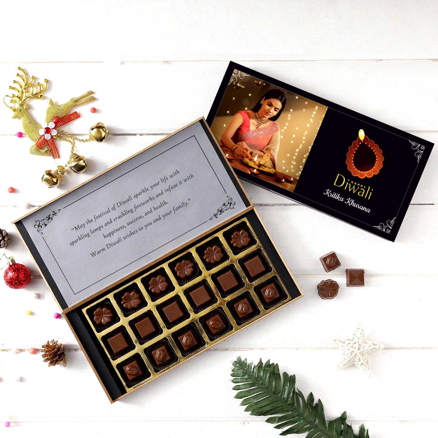 Diwali chocolates gift personalised with photo