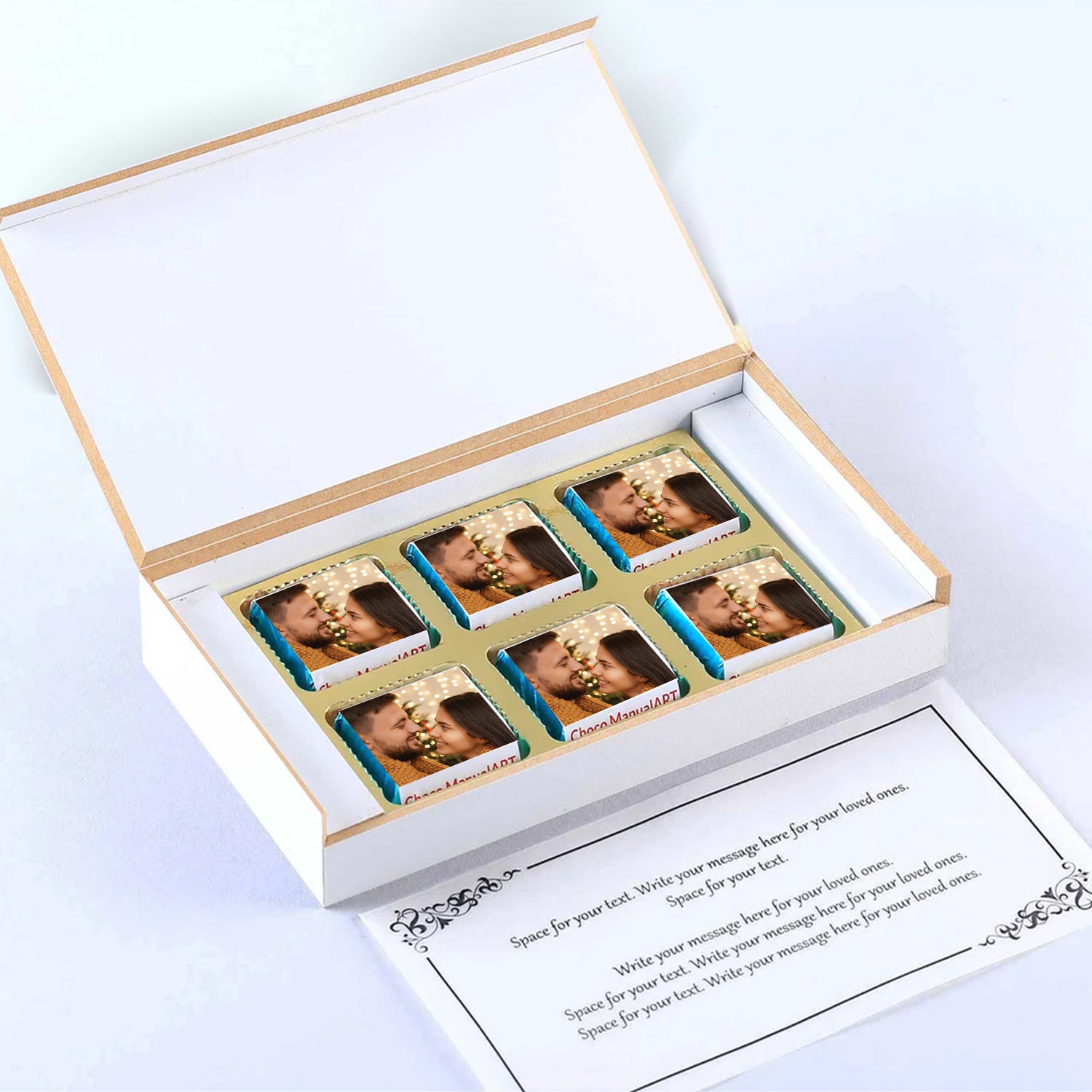 Modern white box of personalised Anniversary invitation