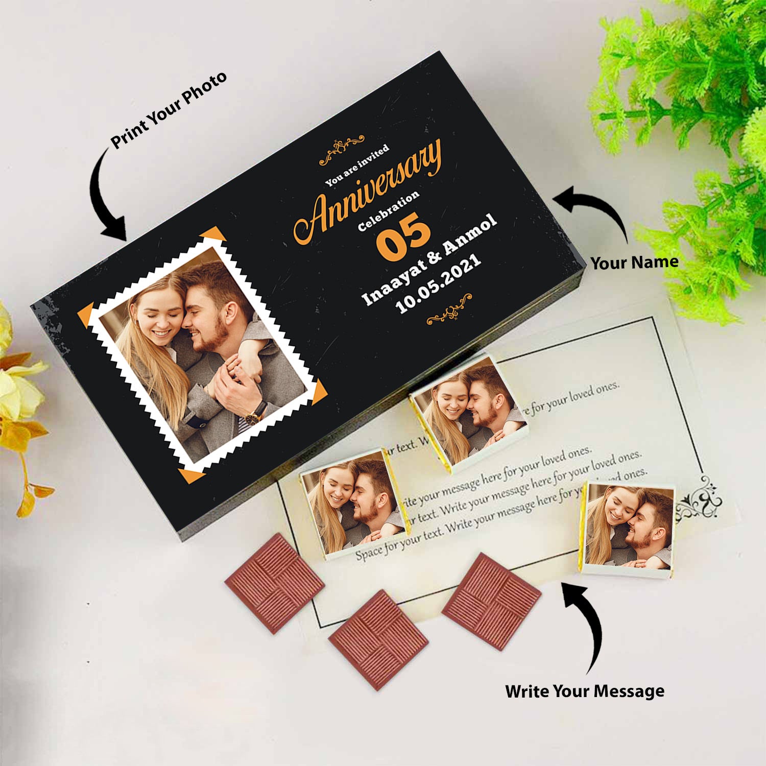 Modern black box personalised Anniversary Invite