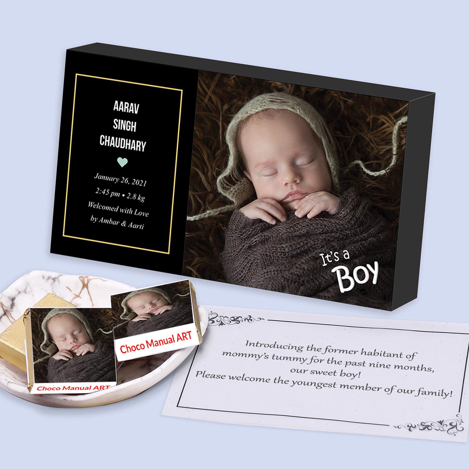 Baby announcement chocolate gift online near me