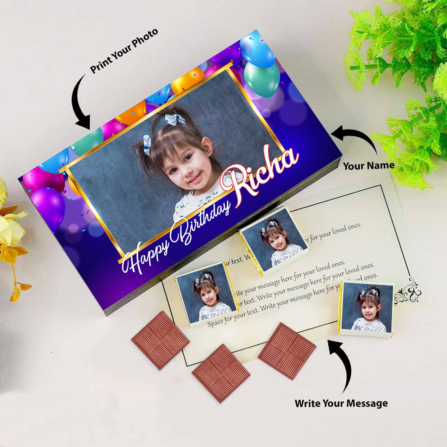 Wrapper Printed Chocolate Gifts with picture on a box