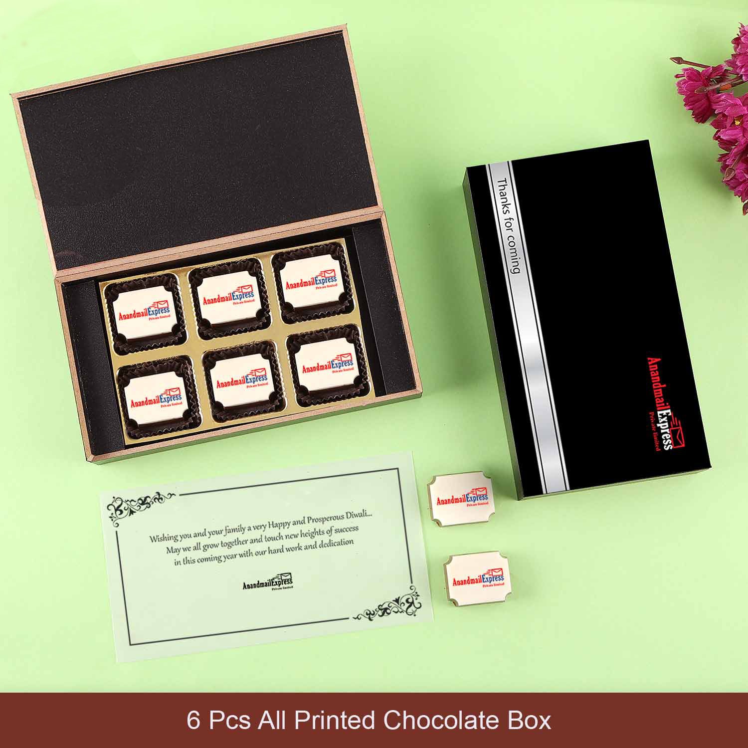 Logo printed personalised corporate gift of chocolates