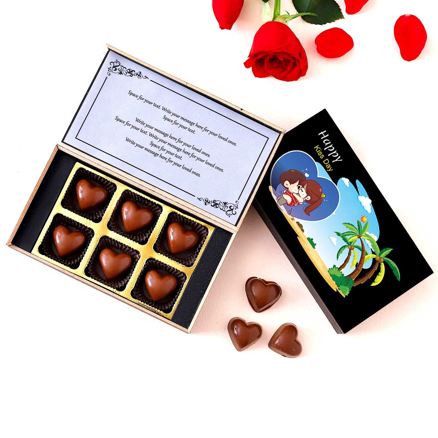 Personalized Kiss Day chocolate gift with photo/name printed