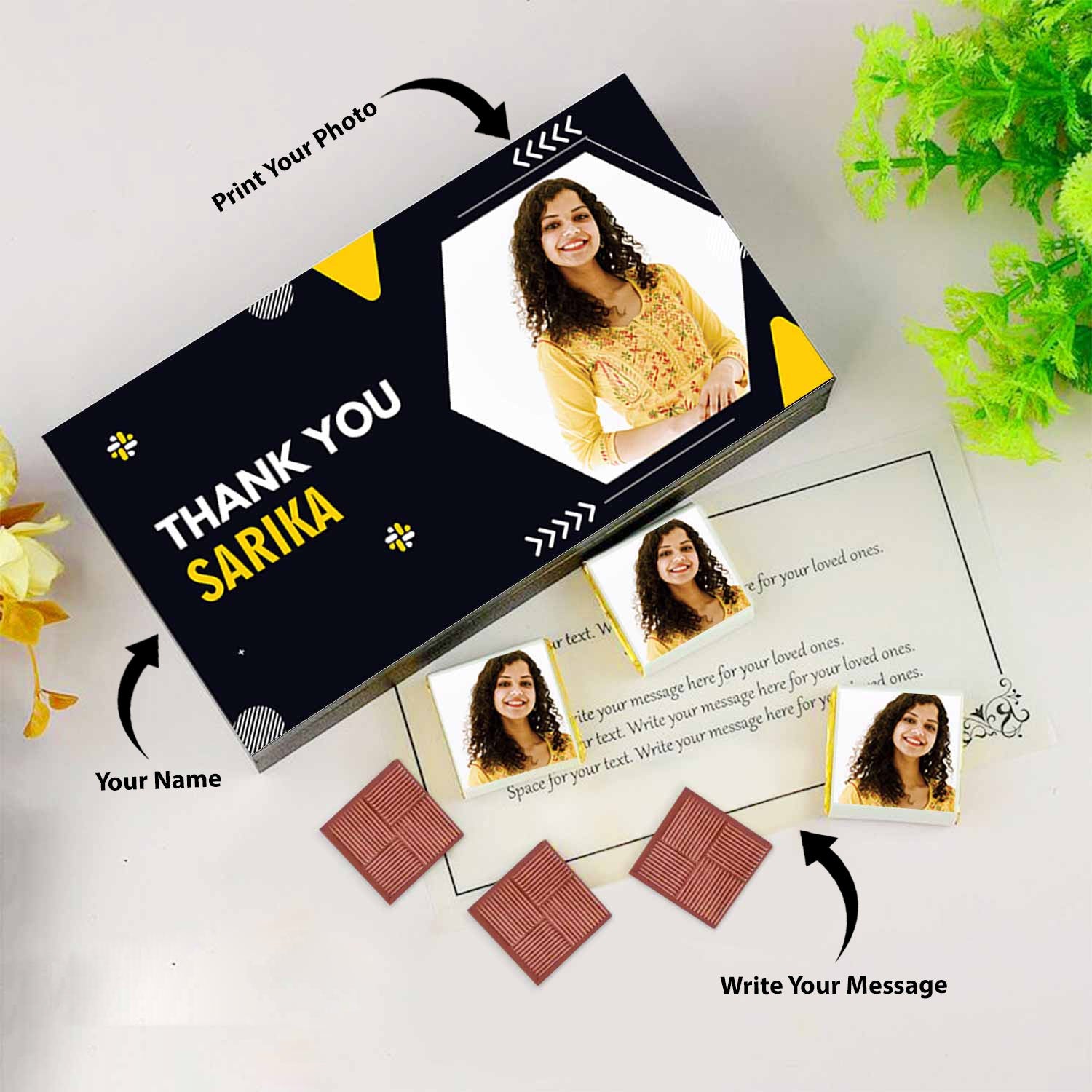 Thank You chocolates I  Image/Name printed chocolate box I  Delicious chocolates I  Free shipping across India I  Elegant wooden packaging