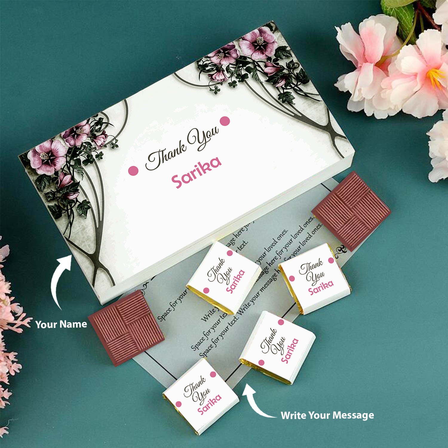 Name printed chocolate box I  Thank you gifts for colleagues I  Delicious chocolates I  Elegant wooden packaging I  Free shipping across India