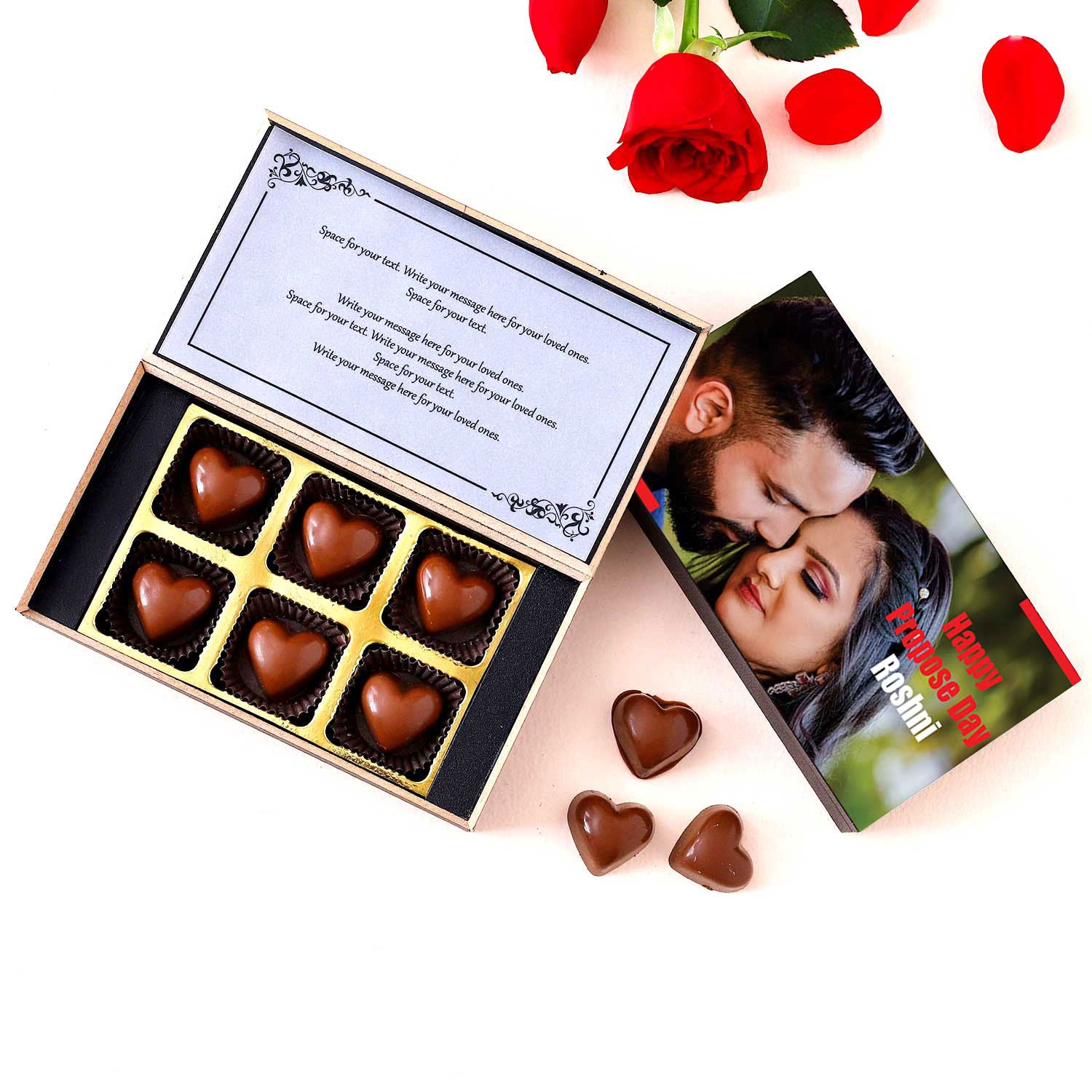 Personalized Propose Day chocolate gift with photo/name printed