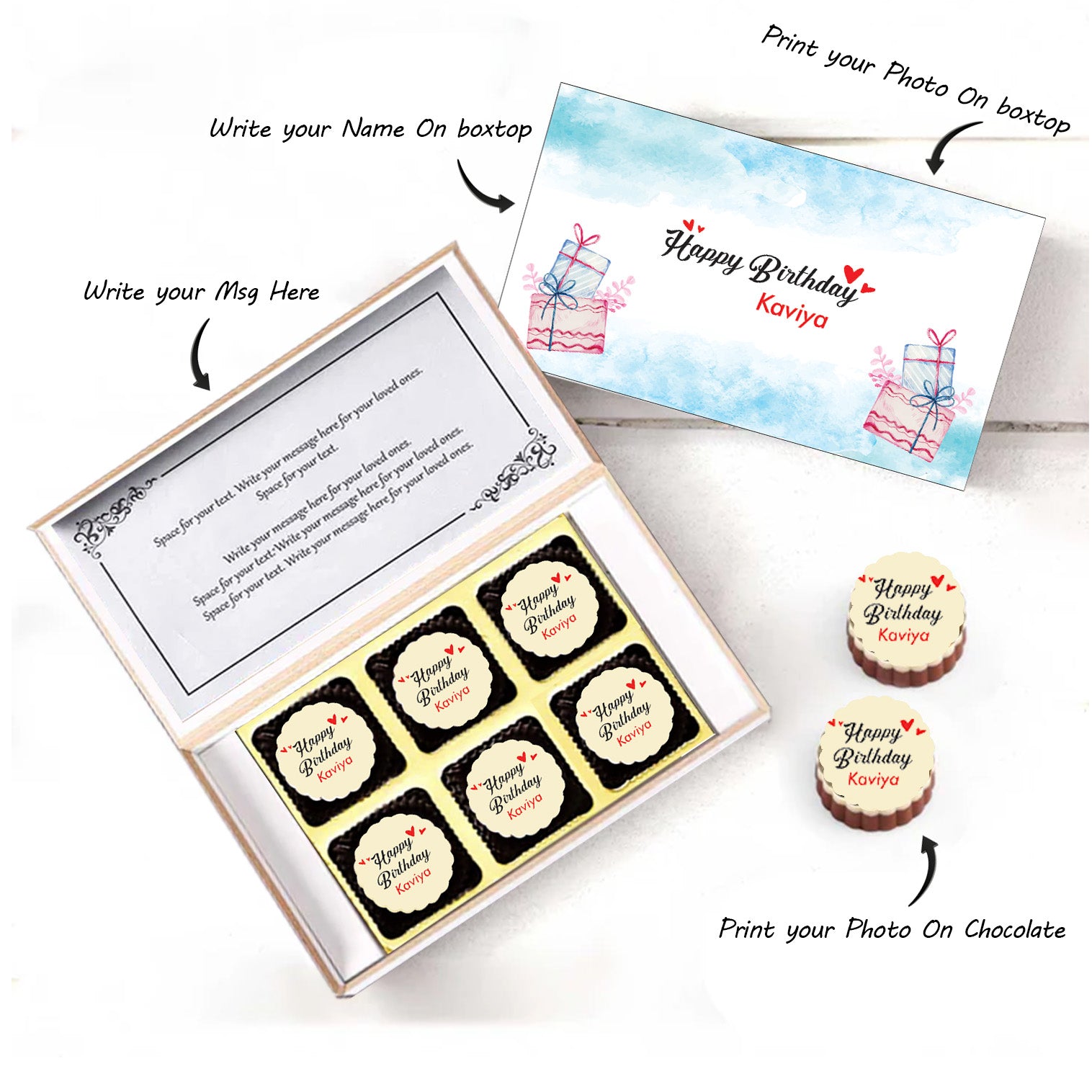 Personalised Chocolates for Birthday with Message Name and Photo