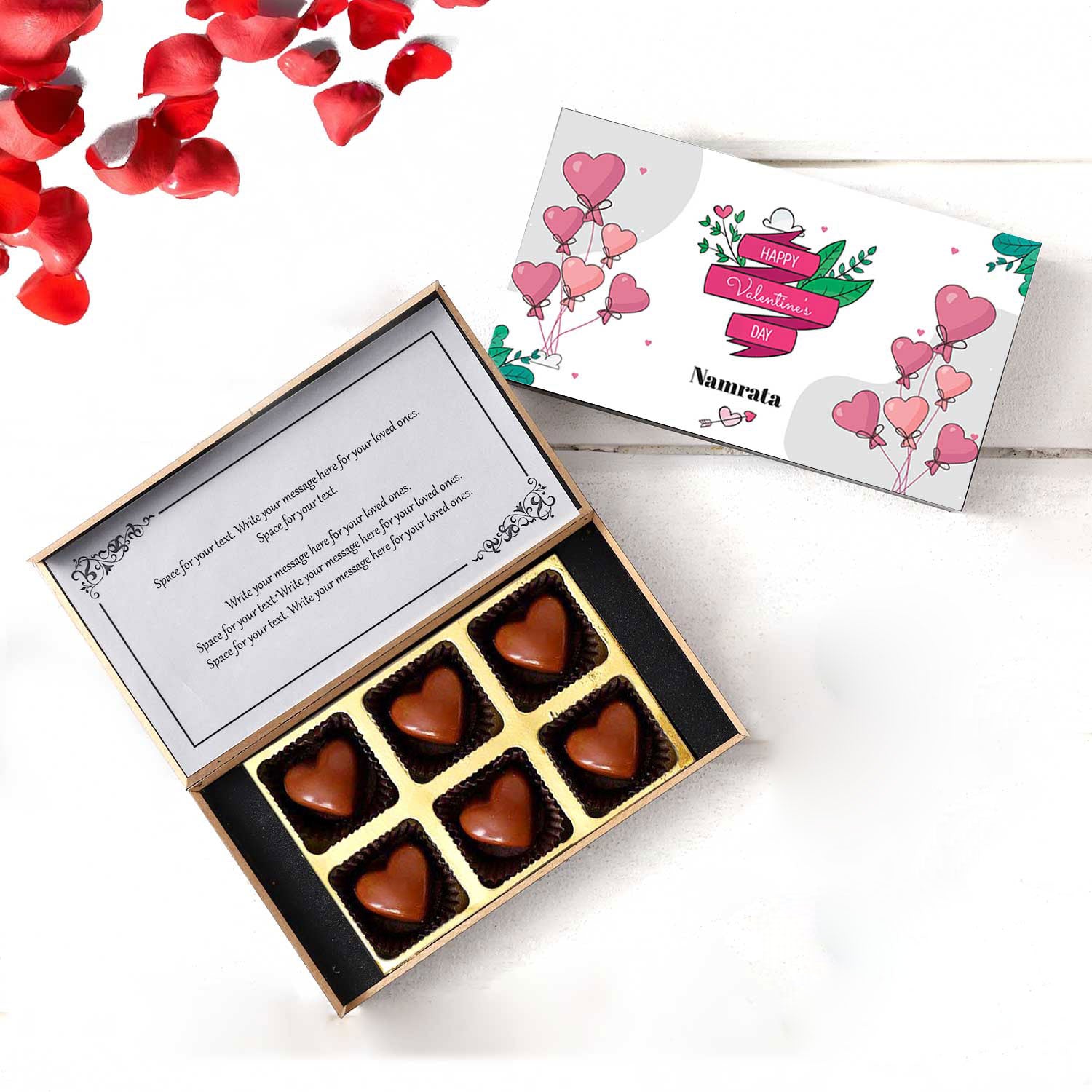 Happy Heart Shape V-Day Soul Mates Personalised Chocolate Box