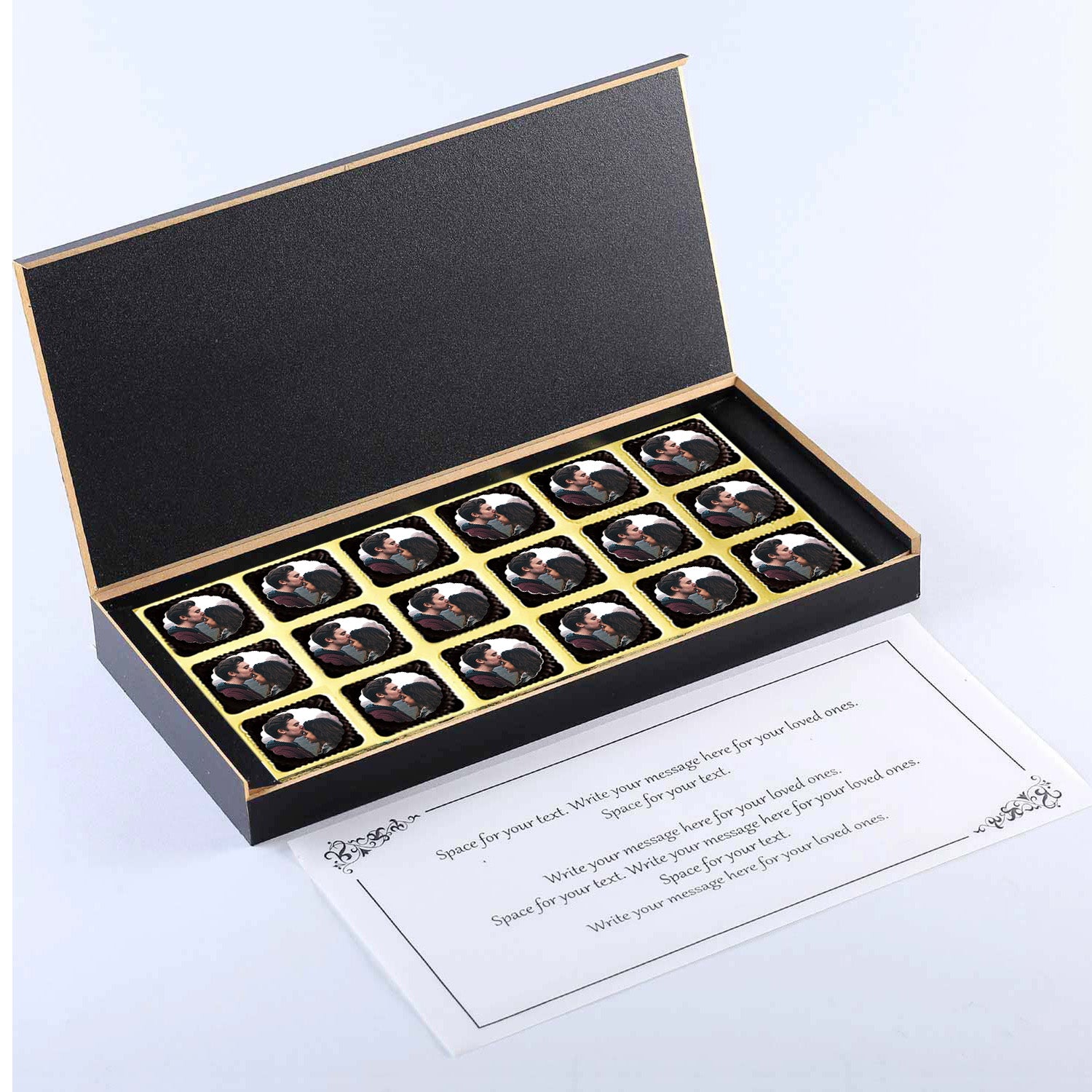 Name printed chocolates to congratulate the couple