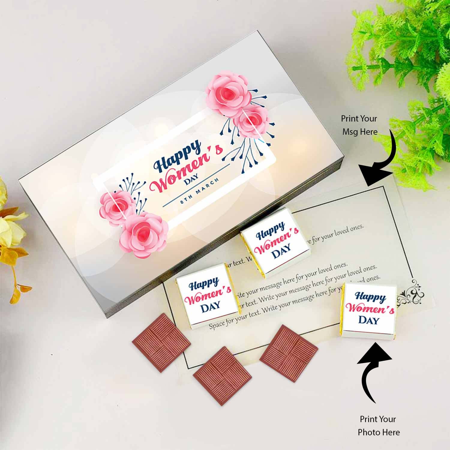 White modern box of chocolates with floral design