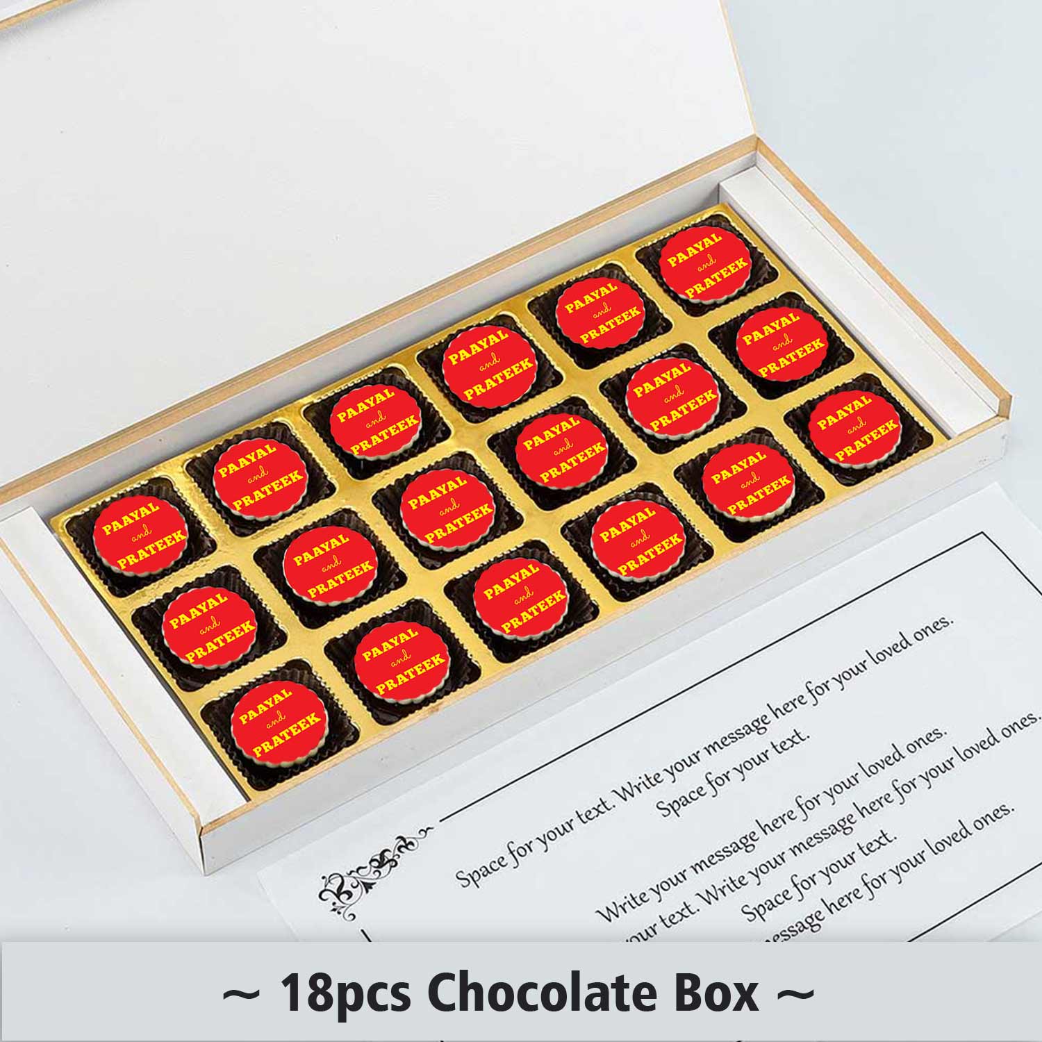 Red & Yellow Names Printed Chocolates Anniversary Invitation